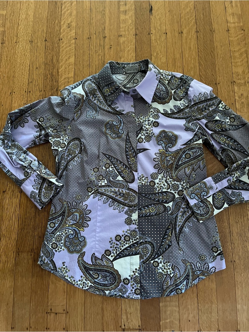 Carlisle Paisley Button-Down Shirt in Lavender and Gray